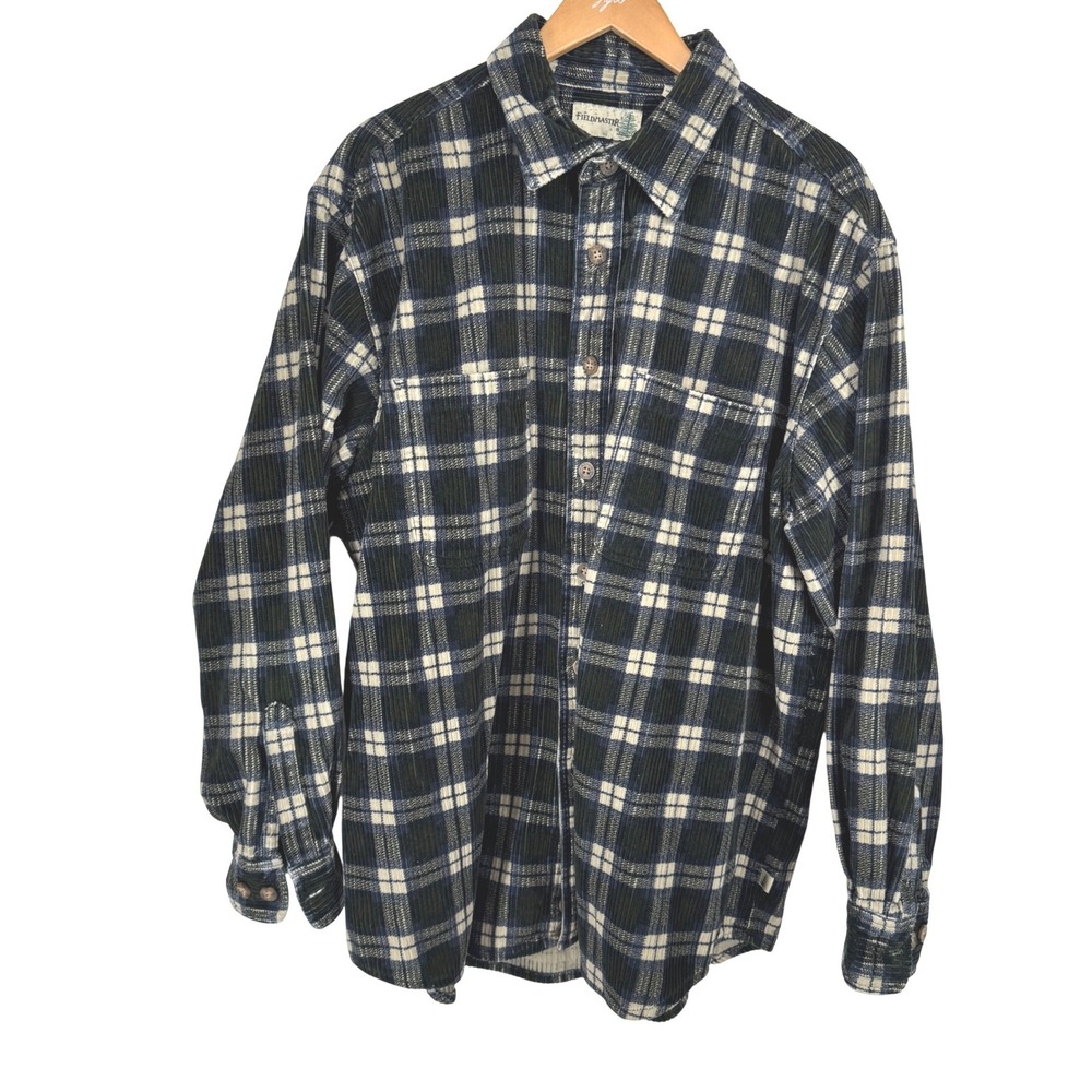 Vtg Fieldmaster Plaid Wide Wale Corduroy Button Shirt Mens‎ XL Cotton Gorpcore